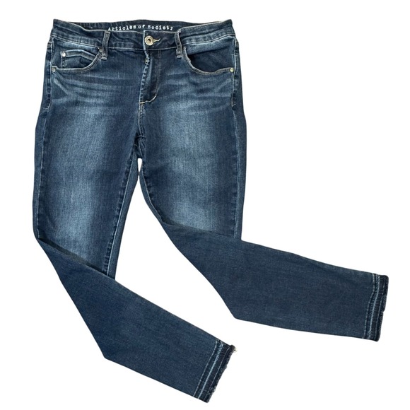 Articles Of Society Denim - Articles of Society Mid Rise Release Hem Blue Denim Skinny Jeans Women's Size 28
